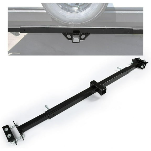 Powder-Coated Black Steel Adjustable Trailer Hitch Receiver for RV Trailers & 5th Wheel - 2 Inch Towing Hitch