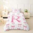 thumbnail image 2 of Manfei Dreamy Ribbon Bowknot Twin Bedding For Girl,Pink Letter R Initial Lettering Duvet Cover Set,Pink Reversible,2 Pieces(No Comforter), 2 of 6