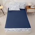 thumbnail image 4 of Castle Fairy Sport Baseball Zipper Full Size Comforter Sets with Fitted Sheet and 2 Pillowcases, Ball Game Zipper Bedding Set, White Navy,4pcs,Navy Blue Reversible, 4 of 6