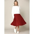 thumbnail image 3 of Made by Johnny Women's High Elastic Waist Pleated Mid A-Line Swing Skirt M RUST, 3 of 6