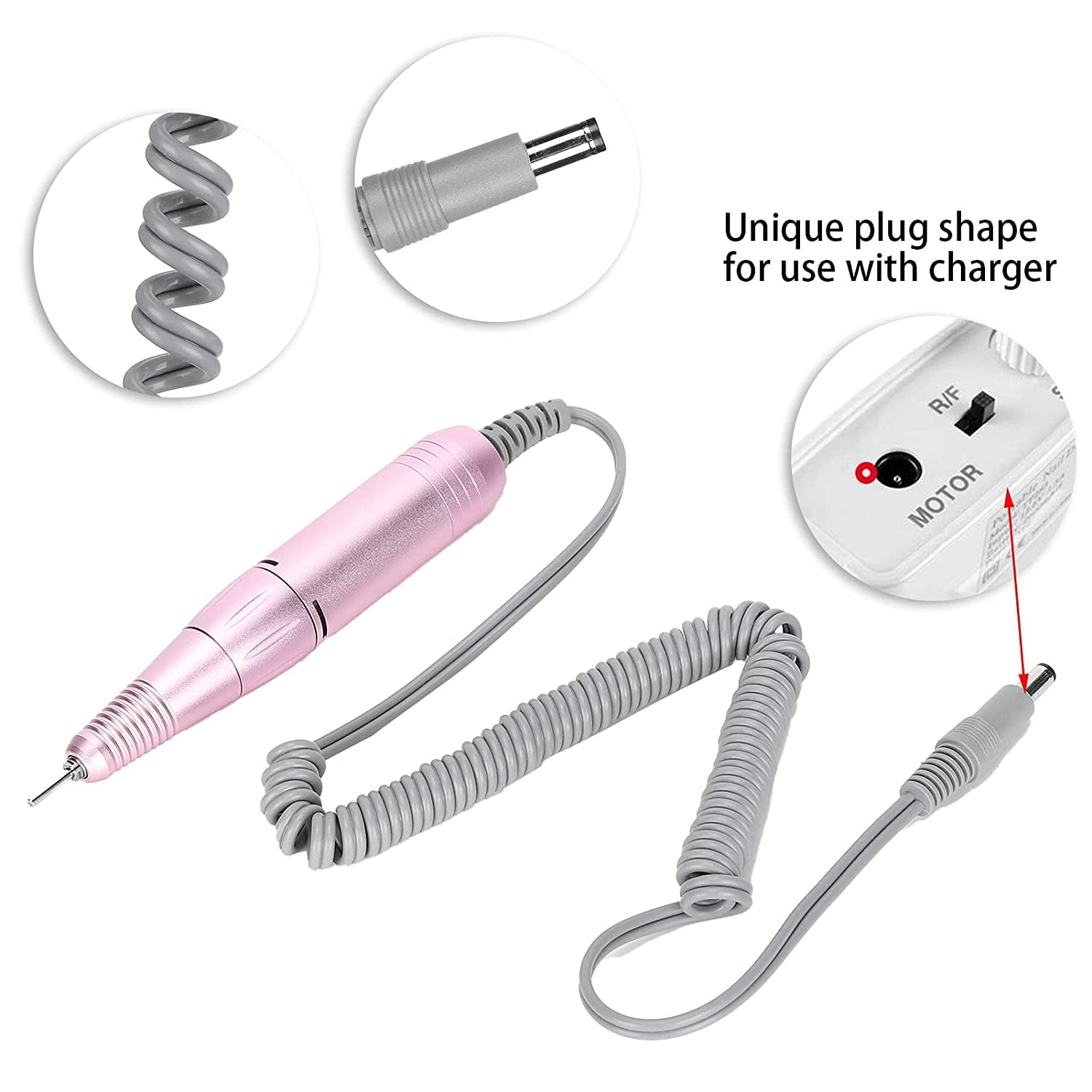 ABCISI 35000RPM Manicure Nail Drill Replacement, Professional Nail Drill Handpiece, Electric Nail Grinder Polishing Machine, Pedicure Drill Replacement Pen Handle Accessory for Salon and Home Use