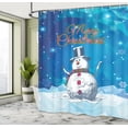 thumbnail image 4 of Ambesonne Snowman Shower Curtain, Funny Happy Snowy Character, 69"Wx75"L, Azure Blue and Dark Pink, 4 of 4