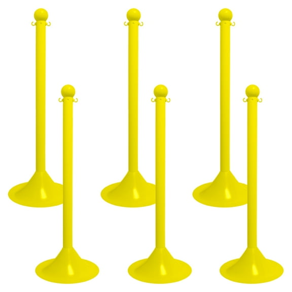 2 Inch Yellow Light Duty Stanchion (6 Pk)