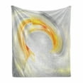 thumbnail image 1 of Grey and Yellow Soft Flannel Fleece Blanket, Abstract Modern Futuristic Wavy Image Ombre Design Art Print, Cozy Plush for Indoor and Outdoor Use, 70" x 90", Black Marigold and Grey, by Ambesonne, 1 of 6