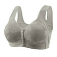 thumbnail image 3 of Fatuov Wirefree Bras for Women Front Closure Sexy Lingerie Bras Plus Size Push-Up Bras 38A, Gray, 3-Pack, 3 of 4