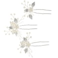 thumbnail image 2 of 3 Pcs Épingle à Cheveux Perle pour Mariage, Épingle à Cheveux Style Feuilles pour Mariée, 2 of 9