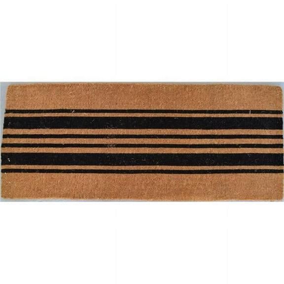 HomeRoots 573922 24 x 60 in. Brown & Black Coir Striped Outdoor Door Mat