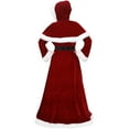 thumbnail image 2 of Women's Deluxe Mrs. Claus Costume Christmas Dress Velvet Hooded Santa Dress for Christmas Party, 2 of 6