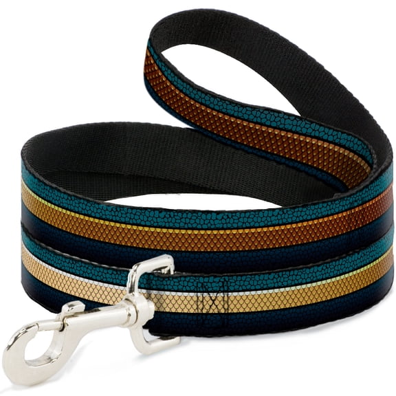 DC Comics Pet Leash, Dog Leash, Aquaman Scales Stripe Blues Golds, 4 Feet Long 0.5 Inch Wide