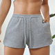 thumbnail image 5 of Pantalones Cortos de Pijama de Punto Gofre para Mujer, Suaves, con Cordón Ajustable, Informales, para Hacer Ejercicio y con Bolsillos. Gris M, 5 of 8
