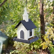 North States Village Collection White and Gray Church Hopper Bird Feeder, 5 lb Capacity