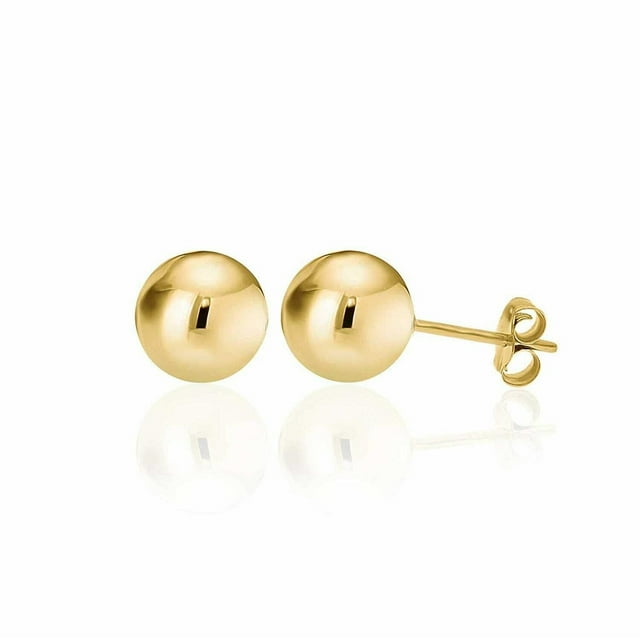 14k Solid Yellow Gold Hollow Ball Stud Earrings- Sold as a Pair 20ga