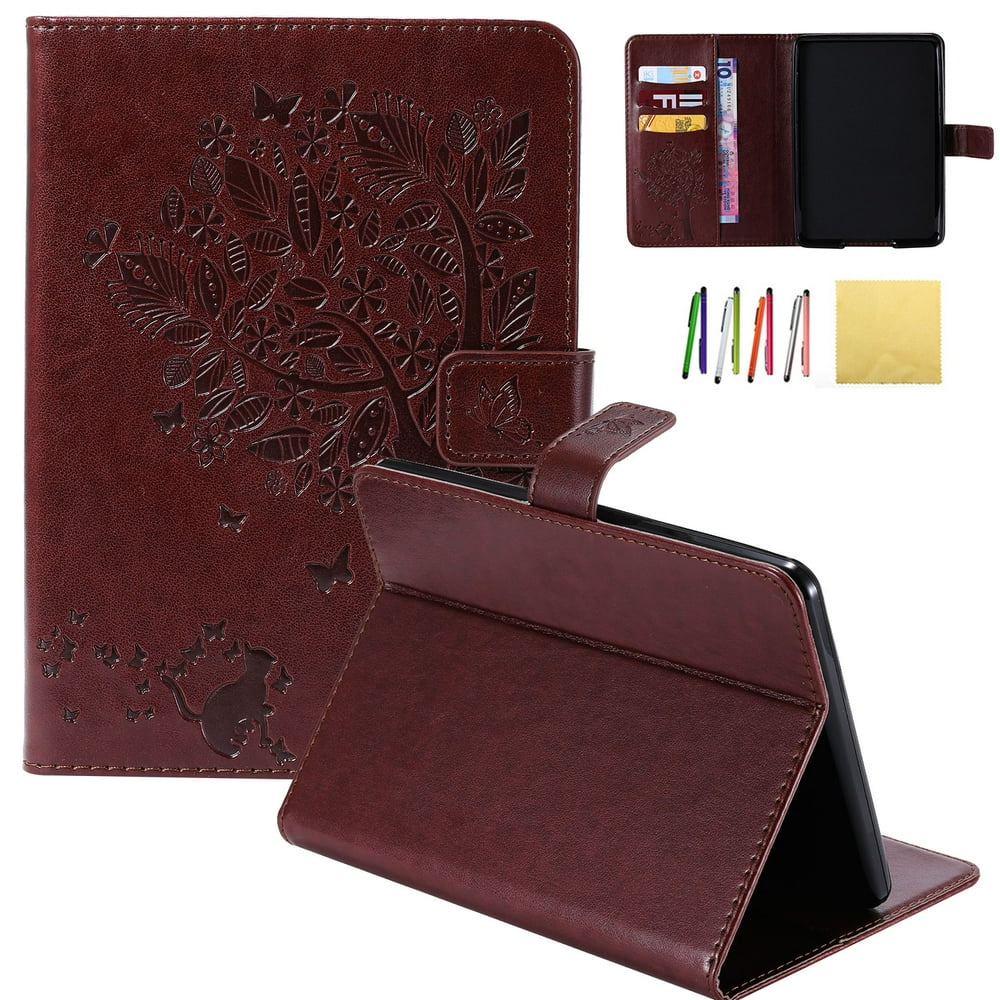 Kindle Paperwhite Case, Allytech Embossed Cat & Tree PU Leather Stand