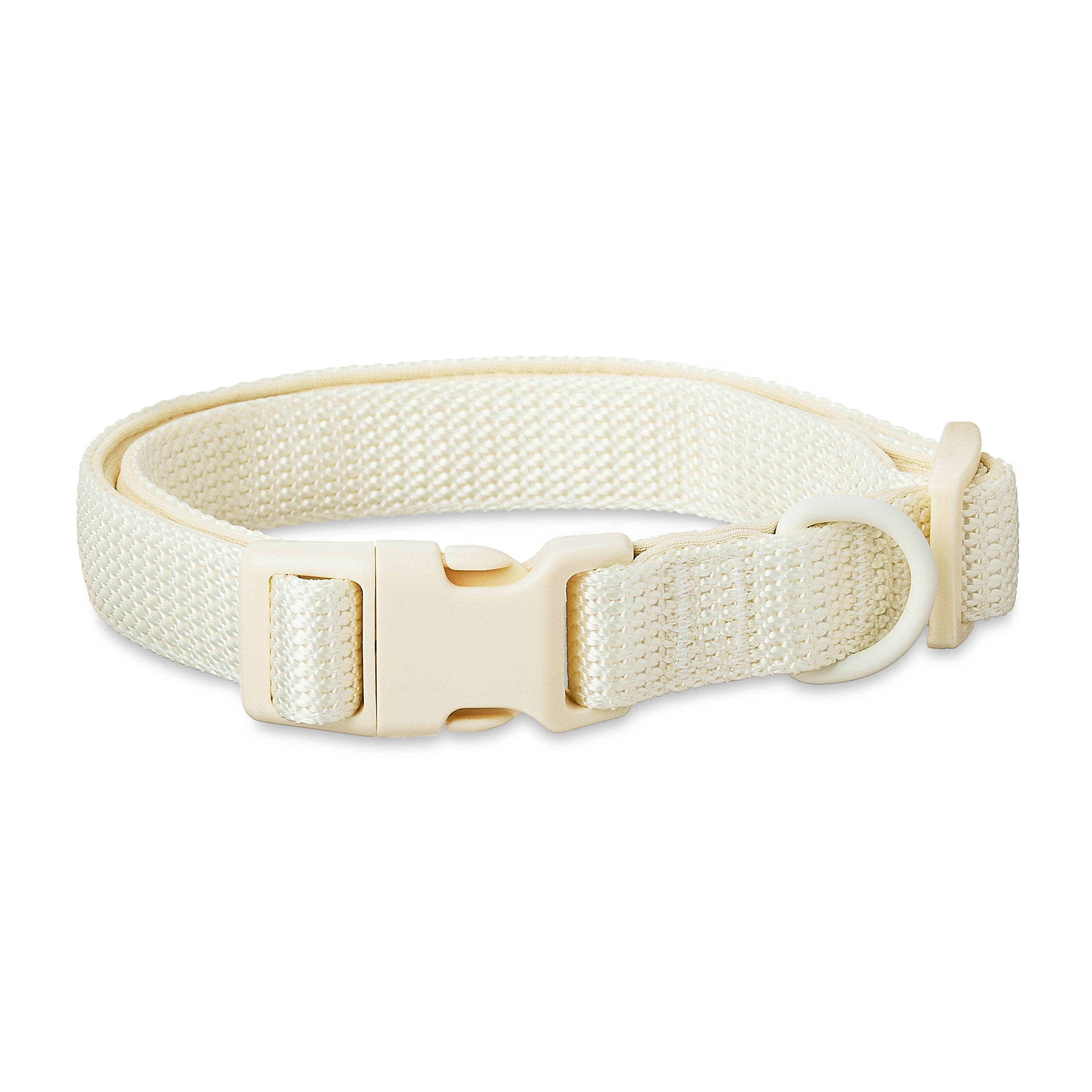 Vibrant Life Neoprene Cushioned Adjustable Dog Collar Medium and 6ft Leash, Cream, Collar Medium