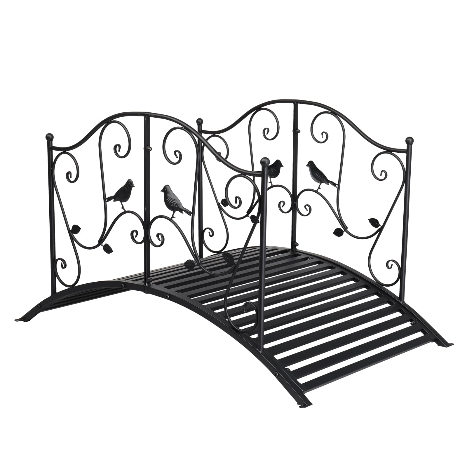 UBesGoo 4FT Metal Garden Bridge Yard Arch Path Bridge with Bird