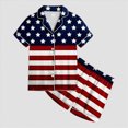 thumbnail image 5 of Kaprioy My First 4th of July Baby Girl Outfit Satin Pajama Sets Short Sleeve Button Down Sleepwear Silky Nightwear Loungewear 2 Piece PJS, 5 of 5