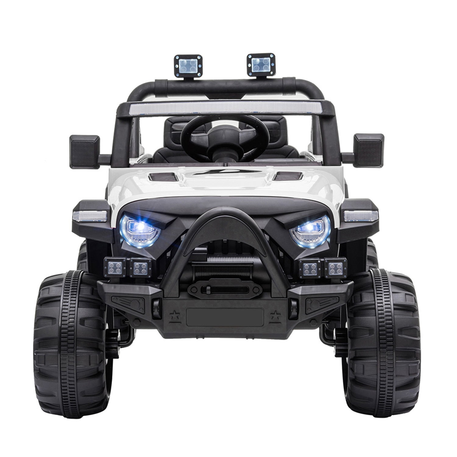 CIPACHO 12 V Powered Ride On Motorized Off-Road Vehicle, 2.4G Remote Control Electric Kids Car with Head/Rear Lights, Music, Rear Spring Suspension, White CIPACHO 12 V Powered Ride On Motorized Off-Road Vehicle, 2.4G Remote Control Electric Kids Car with Head/Rear Lights, Music, Rear Spring Suspension, White