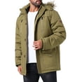 thumbnail image 4 of INSPIRE CHIC Men's Winter Warm Coat Fleece Lined Thicken Hooded Parka Jacket S Yellow Green, 4 of 6