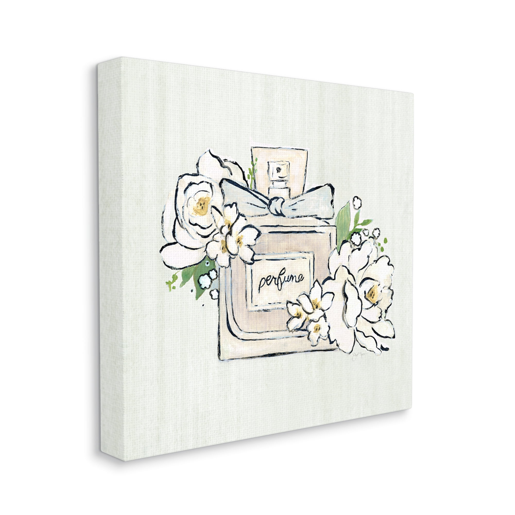 Stupell Industries Glam Fashion Perfume Bottle Blooming Flower Buds Graphic Art Gallery Wrapped Canvas Print Wall Art, Design by Tava Studios