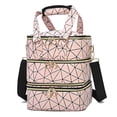 thumbnail image 2 of Bolsa organizadora de esmaltes de uñas, bolsa de maquillaje con asa, suministros portátiles profesionales, versátil, gran capacidad para accesorios de Rosa, 2 of 8