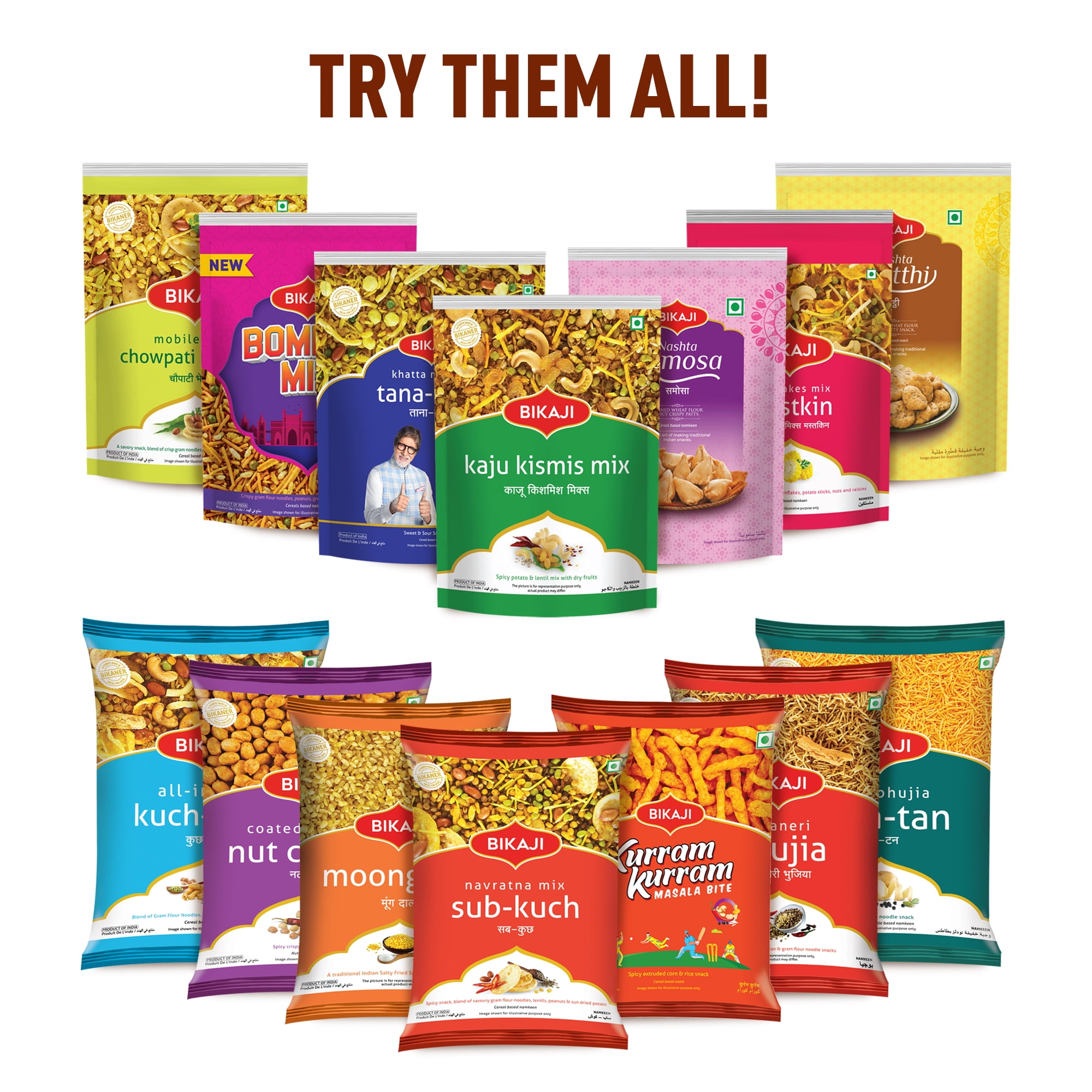 Bikaji Bombay Mix, 140g, Crispy Gram flour noodles, Peanuts, Green Peas and Chickpea Snack