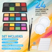 Deluxe Art Set 88-Piece Artist Studio Set Wood Box Case - Art Supplies For Painting, Drawing, 2 Sketch Pads, 24 Watercolor Paint Colors, 24 Oil Pastels, 24 Colored Pencils, 2 Brush, Art Starter Kit