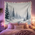 thumbnail image 2 of Snowy Creek in Misty Evergreen Forest, Serene Minimalist for Nature Lovers, Tranquil Winter Scene Wall Art, Christmas Gift Tapestry Wall Hanging for Living Room and Bedroom, 2 of 7