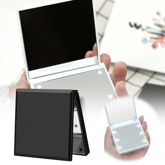 Miroir de Maquillage Portable Alimenté par Batterie - Lumière LED Pliable avec Luminosité Réglable pour Voyage