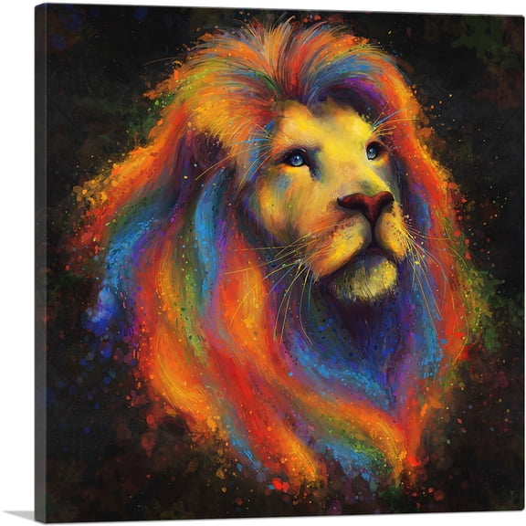 ARTCANVAS Lion Cat Africa King of Jungle Canvas Art Print - Size: 18" x 18" (0.75" Deep)