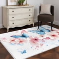 thumbnail image 4 of Butterfly Floral Area&nbsp;Rug 4x6ft Watercolor Pink Blue Flower Butterflies Non-Slip&nbsp;Washable Square&nbsp;Rugs Soft Felt Indoor Floor Mat for Bedroom Kitchen Living Room Bathroom, 4 of 9