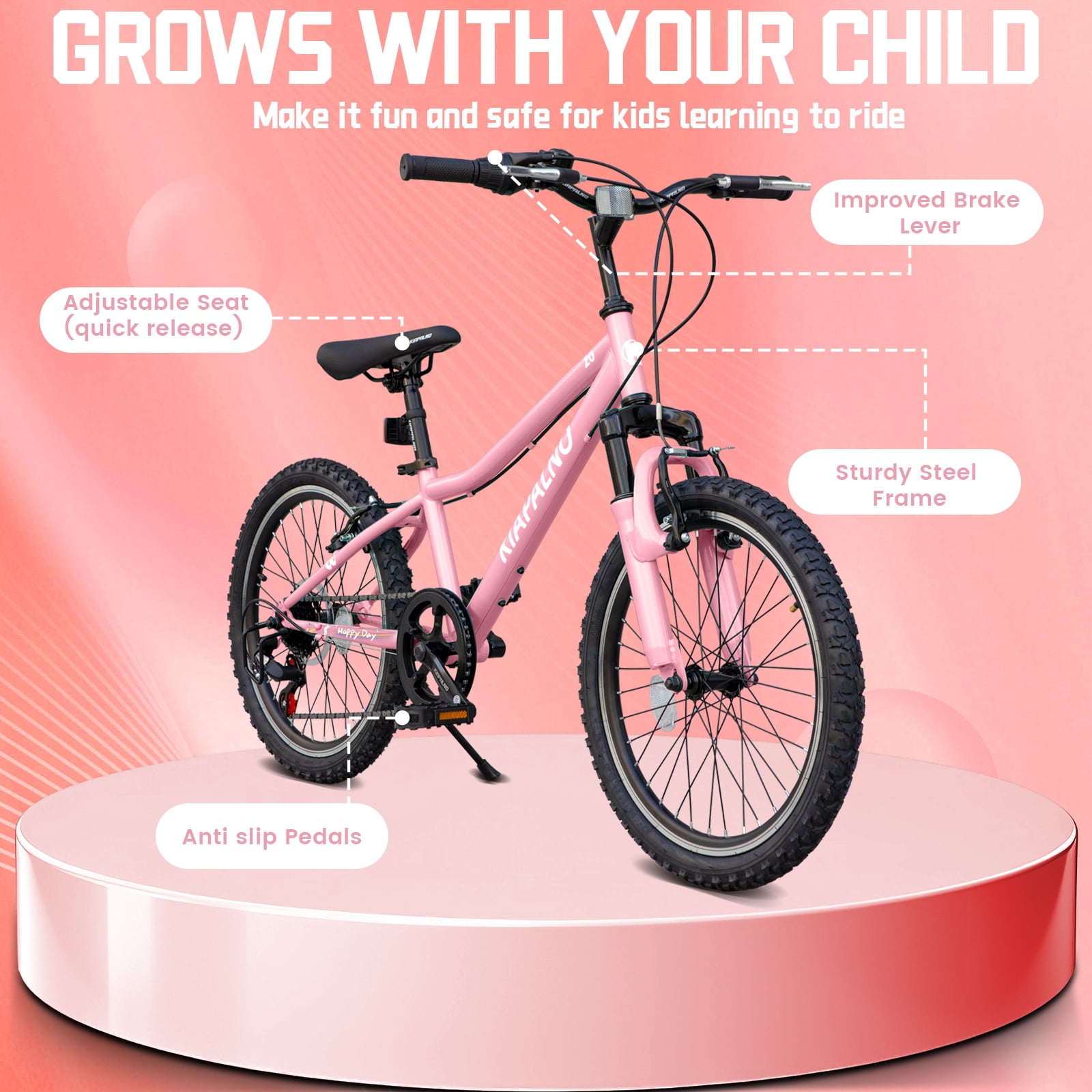 20 inch Mountain Bike, 7-Speed Adult Dual-Suspension Mountain Bicycle with Sturdy Steel Frame, Excellent Twist Shifting, Dual Handbrake & Adjustable Seat for Men Women