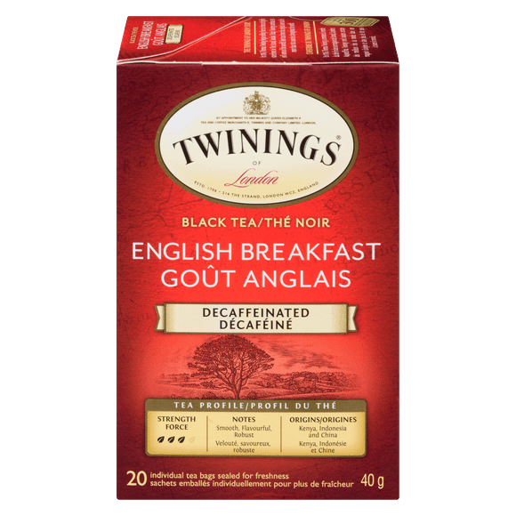 Twinings English Breakfast Decaffeinated Tea, Pack of 20 Tea Bags