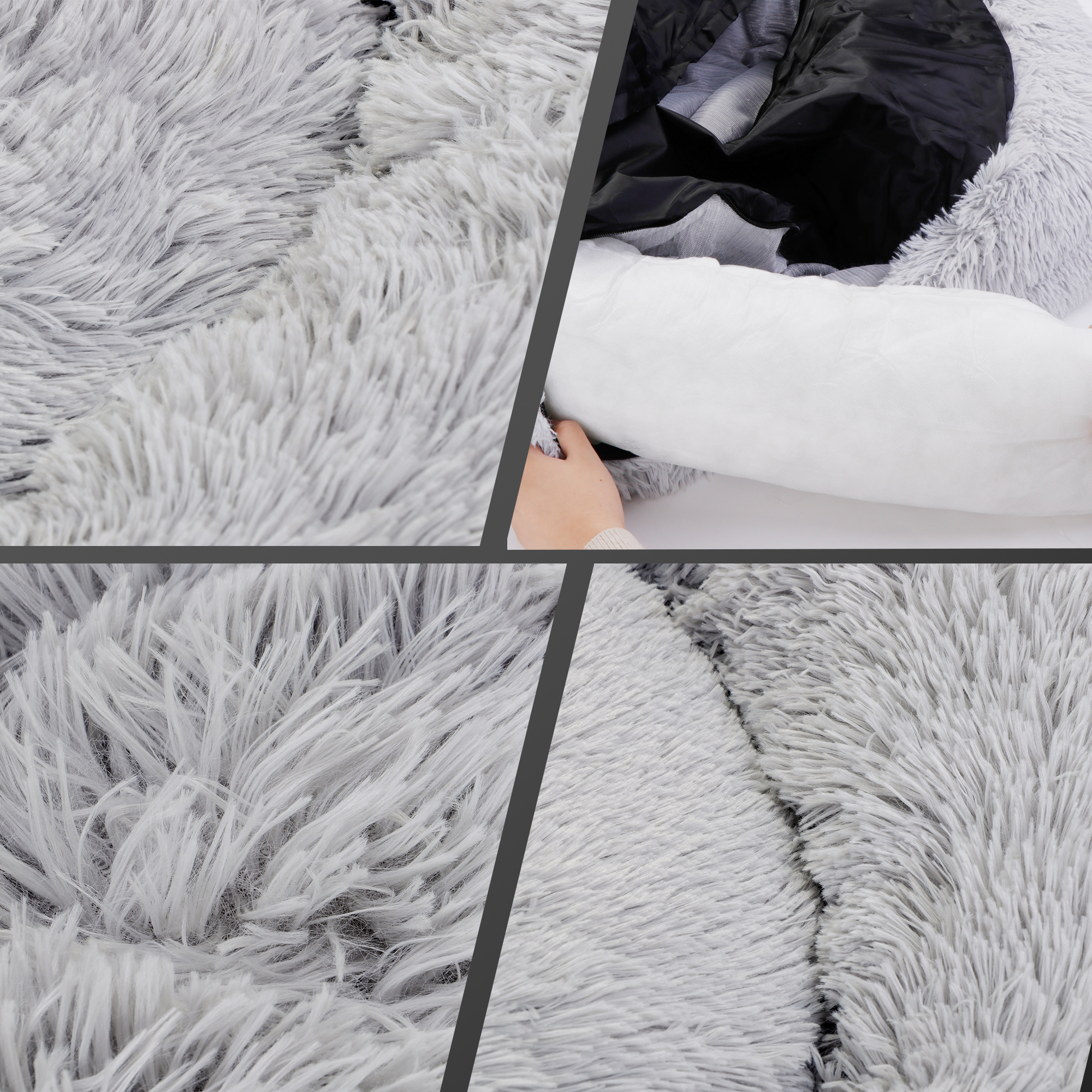 ZENY 30" Calming Ultra Soft Shag Faux Fur Dog Bed for Medium Small Dogs and Cats