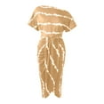 thumbnail image 3 of Ladies Sexy Slant Collar Off Shoulder Waist Striped Irregular Slit Dress, 3 of 5