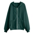 thumbnail image 3 of VISALY Womens Zip Up Hoodies Sweater Jacket Fall Jacket Oversized Pocket Sweatshirt Casual Zipper Jacket Solid Color Long Sleeve Tops Comfy Sweaters Loose Sweaters Lightweight Sweaters Green L, 3 of 4