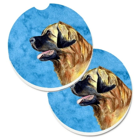 

Carolines Treasures LH9393BUCARC Blue Leonberger Set of 2 Cup Holder Car Coasters Large multicolor