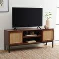 thumbnail image 2 of SAFAVIEH Zadie 1 Shelf Rattan Media Stand, Walnut/Natural (54 in. W x 15 in. D x 22 in. H), 2 of 14