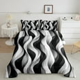 thumbnail image 2 of jejeloiu Geometric Lines Pattern Bedding Comforter Set,Waves Stripe Twin Comforter Sets,White Black Striped Bedding Set For Teens,Microfiber Bedroom Decor Reversible,2-Piece, 2 of 8