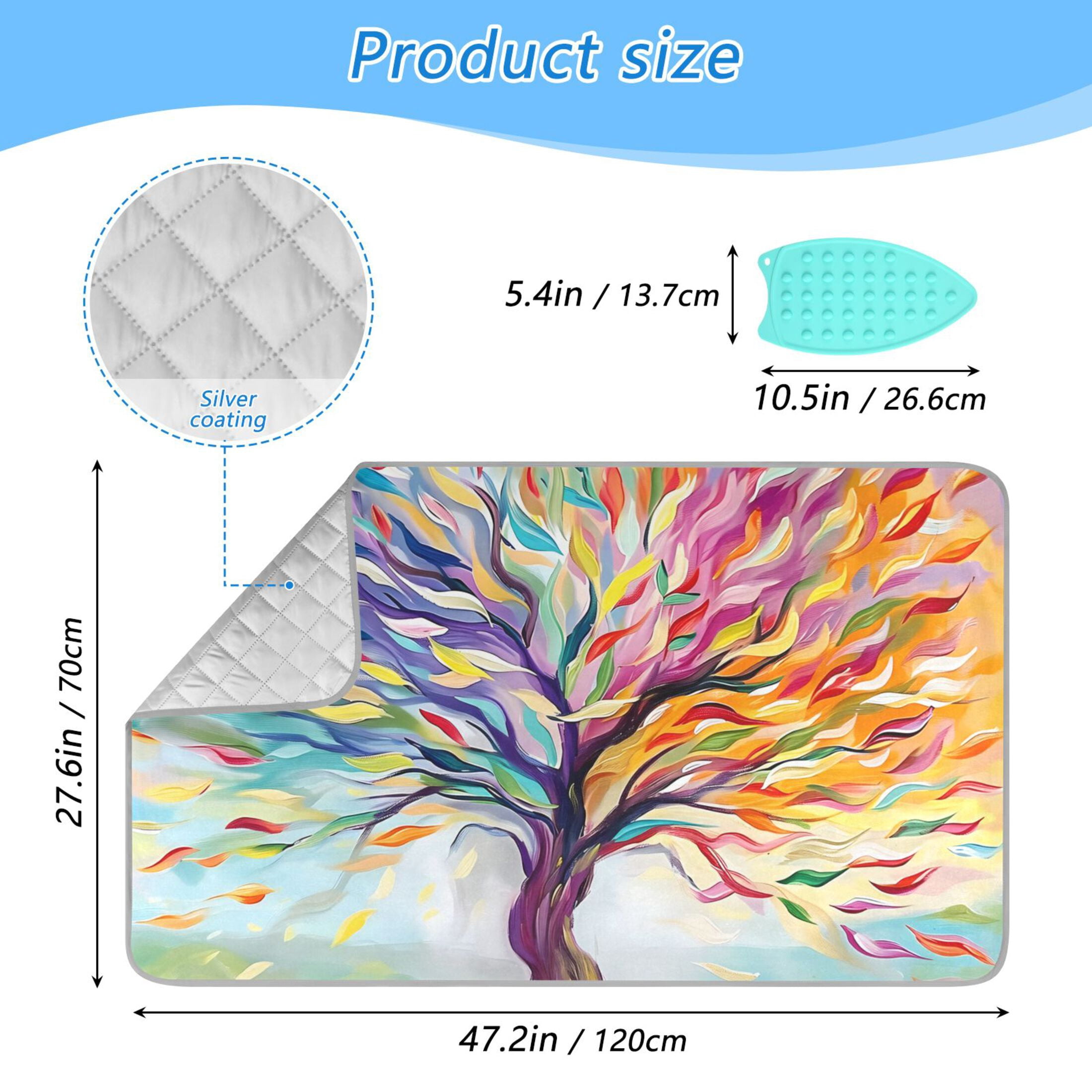 Colorful Tree Bright Color Leaves Ironing Mat Blanket Portable Travel Ironing Pad Heat Resistant Pad 47.2" x 27.6”