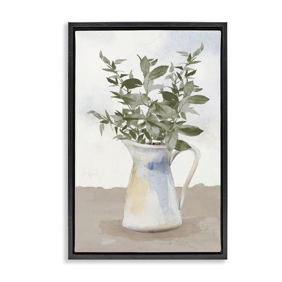 Stupell Industries Scandinavian Eucalyptus Botanicals Vase Black Floating Frame Canvas Art, 17 x 25, by Lanie Loreth