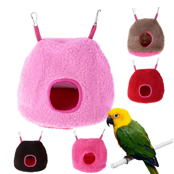 XIRQI Large Winter Warm Bird Nest House, Fluffy Bird Bed for Cage Hanging Hammock Plush Shed Hut Hideaway Hut for Parakeets Cockatoos Cockatiels Lovebird