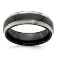 thumbnail image 1 of Grey Titanium Ring Band Wedding Standard Domed Edward Mirell Black Ti with Cut Edges 7mm, 1 of 6