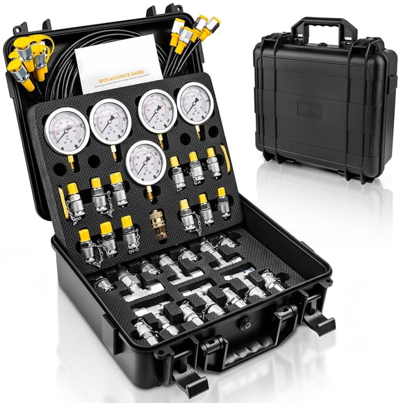 Kit de prueba de presión hidráulica Aikyciu con 5 manómetros, 10-600 bar