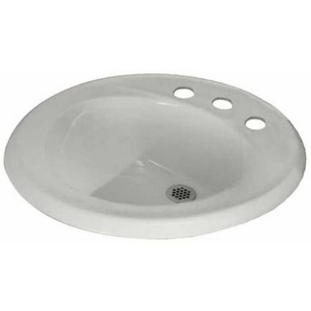 American Standard 0449.008US.020 Kentucky Round Drop Sink with Three Faucet Holes (8 Centers), White