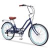 sixthreezero Relaxed Body 7-Speed Recumbent Comfort Bike, 26" Bicycle, Navy Blue with Brown Grips and Brown Seat