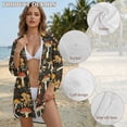 thumbnail image 6 of Xoenoiee Mushroom Flower Print Bathing Suit Cover Up Shirt for Women Button Down Beach Cover Ups Side Split Swimsuit Coverup Lapel Collar Blouse, XL, 6 of 7