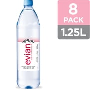 evian Natural Spring Water, 1.25 L, 4 Count, 2 Pack