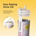 thumbnail image 3 of 18oz Travel Coffee Mug, 316 Stainless Steel Vacuum Insulated Tumbler with 2-in-1 Straw Lid & Strap, Liquid & Marble Print, 3 of 6