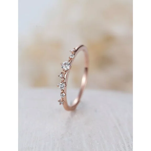1Ct Round Cut Lab Created Diamond Engagement Cluster Ring 14k Rose Gold Plated