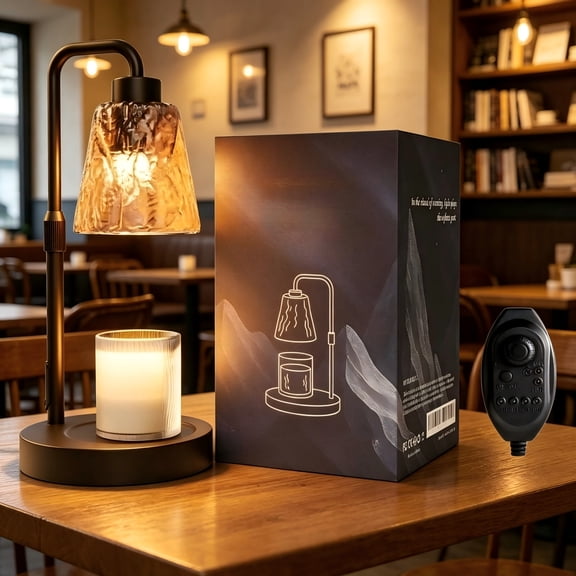 Homechoose Dimmer Wax Warmer Lamp, 50W Adjustable Height Candle Warmer with 2/4/8/10H Timer, 10-100% Dimming, GU10 Bulb Included, Matte Black for Scented Wax Melts